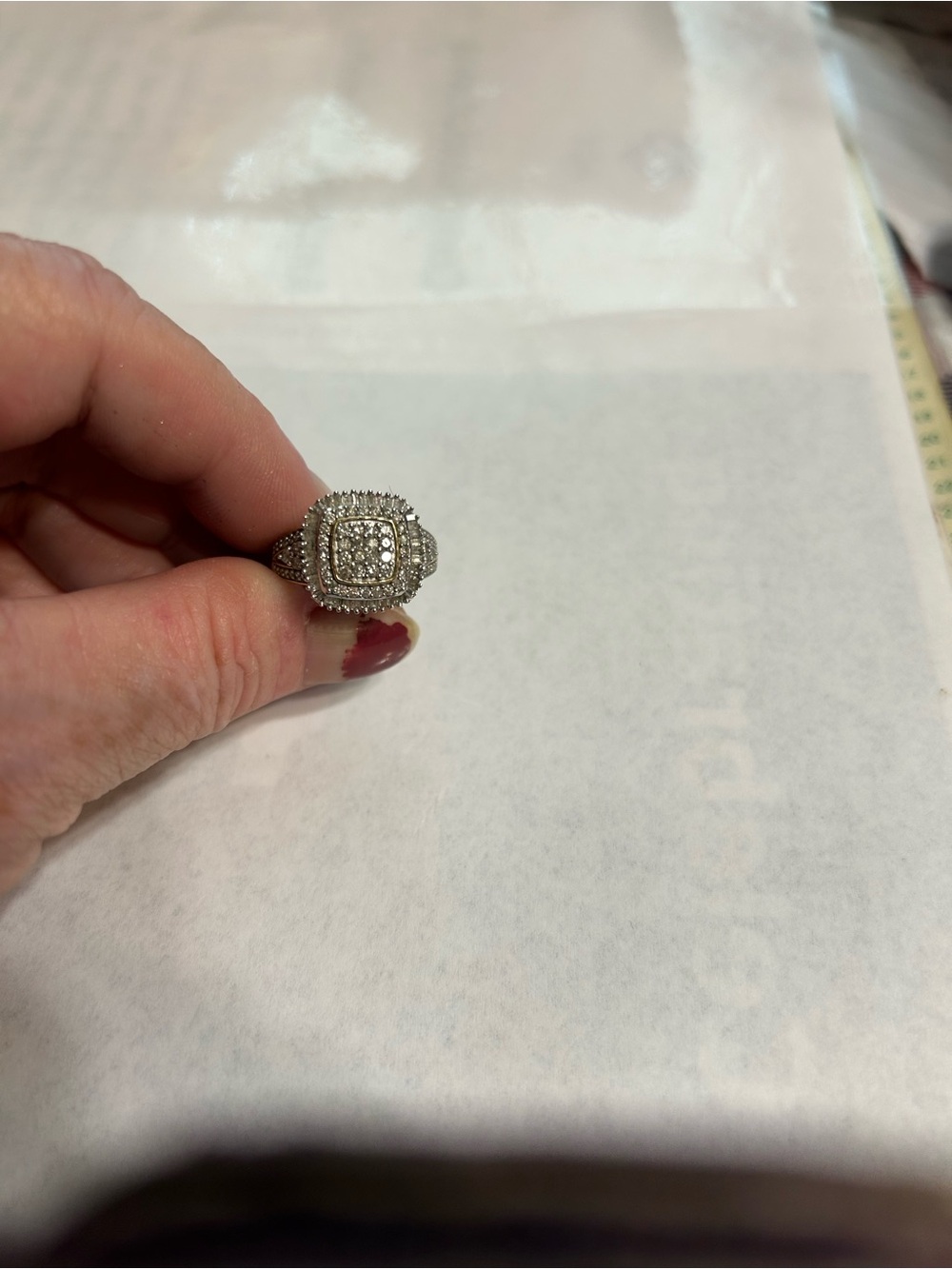 Sparkling Double Halo Diamond Ring - Silver Tone